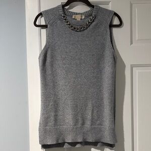 Michael Kors Gray Knit sleeveless tunic with Chain Accent